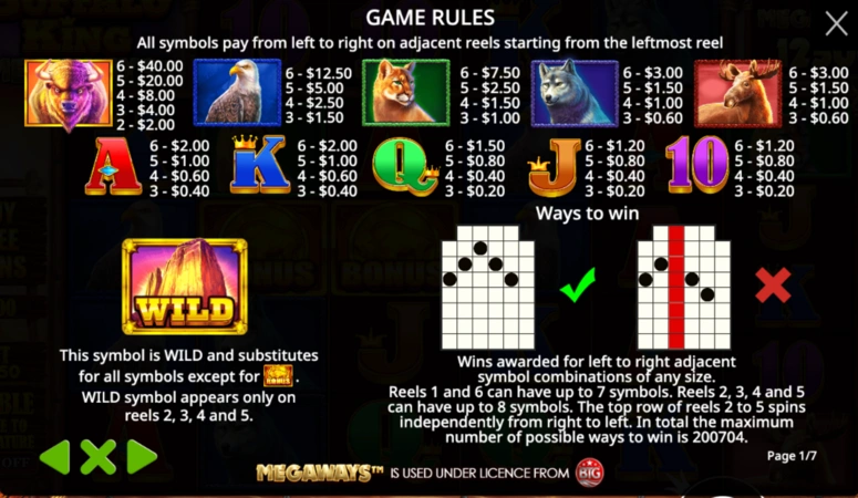 Buffalo King Megaways Slot Symboly